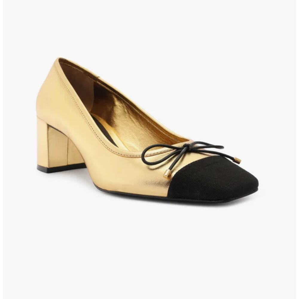 SCHUTZ New in Box Arissa Block Cap Toe Heel in Black & Gold // 8.5 - Picture 12 of 12